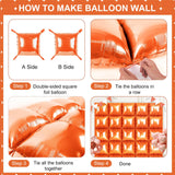 Orange Square Foil Balloons 25 Pcs Metallic Orange Balloons Wall