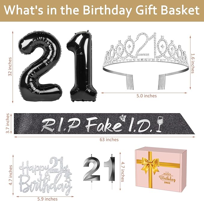 RIP Fake ID 21st Birthday Decorations with 21st Birthday Crown RIP