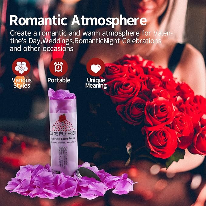 CODE FLORIST 1500 PCS Light Purple Silk Rose Petals for Valentine's