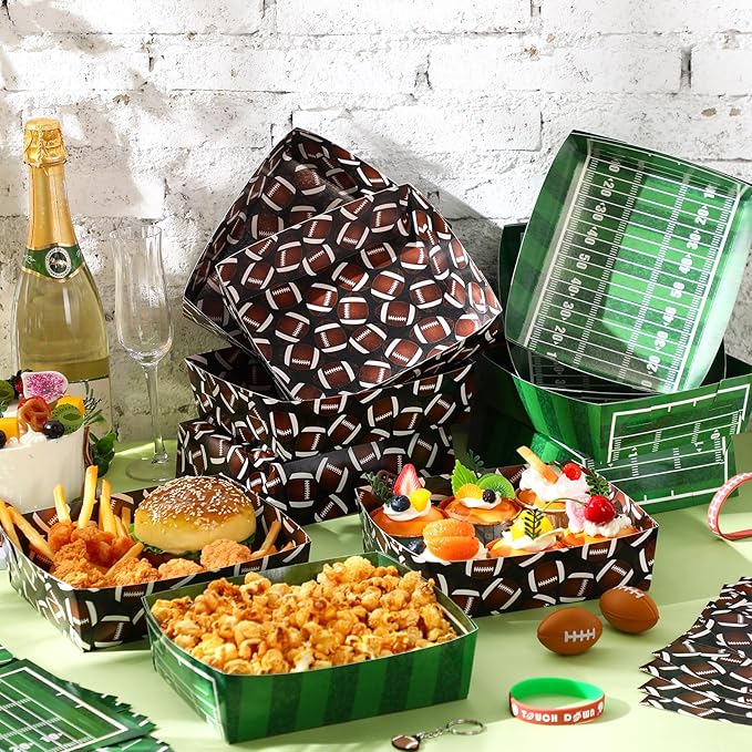 36 Pack Football Party Supplies Large 5 lb Football Plates Trays