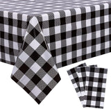 Kesfey 3 Packs Black Gingham Tablecloths 54 x 108 inch Black and