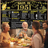 DARUNAXY 75th Birthday Black Gold Party Decoration, Back in 1951