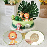 Jungle Safari Animal Cake Topper with Colourful Balls Plam Leaves