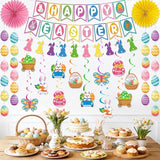 55 Pcs Easter Decorations Happy Easter Banner Hanging Decorations
