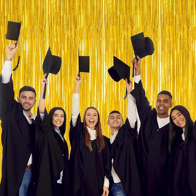 4 Pack 2026 Graduation Party Decorations, 3.28 x 7.05 Feet Gold Grad