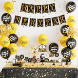 Happy New Year Party Decorations Black & Gold Balloons Happy New