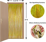 Gold Tinsel Curtain Backdrop – Melsan 2 Pack 3.2 ft x 8 ft Metallic