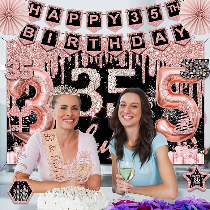 35th Birthday Decorations for Women 32PCS 35th Birthday Party