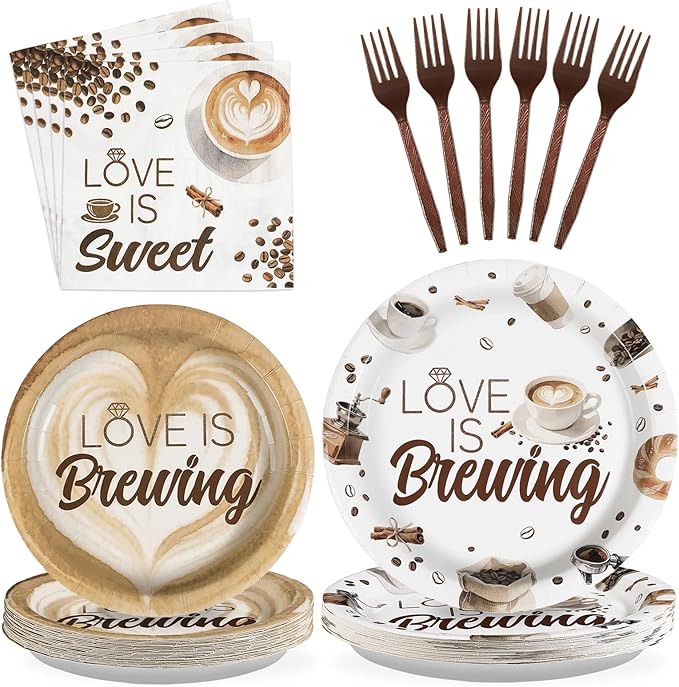 Love is Brewing Bridal Shower Decorations 96Pcs Coffee Themed Bridal