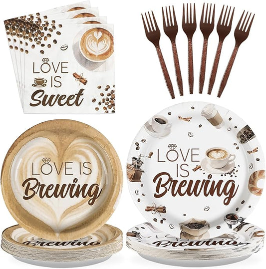 Love is Brewing Bridal Shower Decorations 96Pcs Coffee Themed Bridal