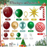 Christmas Balloon Arch Red Dark Green Gold Balloons with Candy Cane