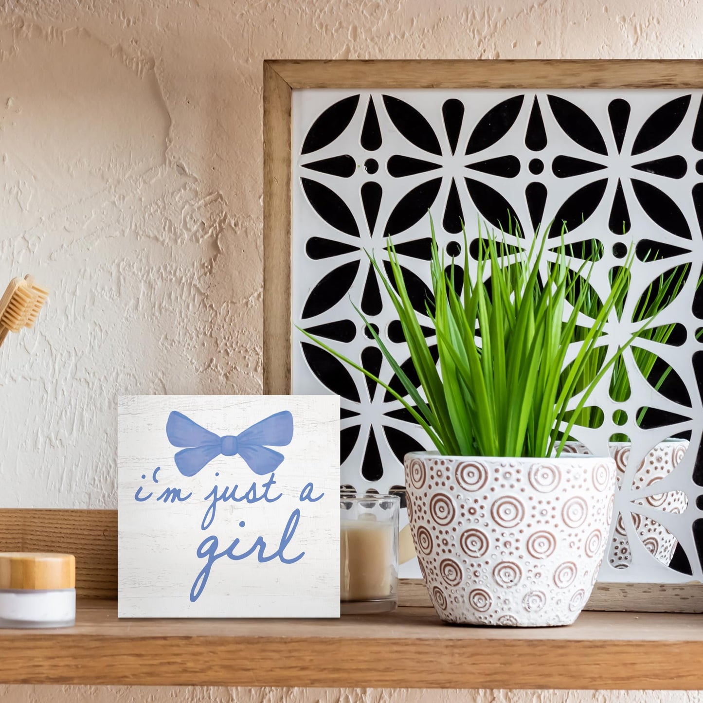 CUANFDDSF Trendy Blue Bow Coquette Room Decor Wooden Box Sign,