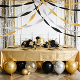 AOYOO Crepe Paper Streamers, 6 Rolls Black Gold and Silver Party