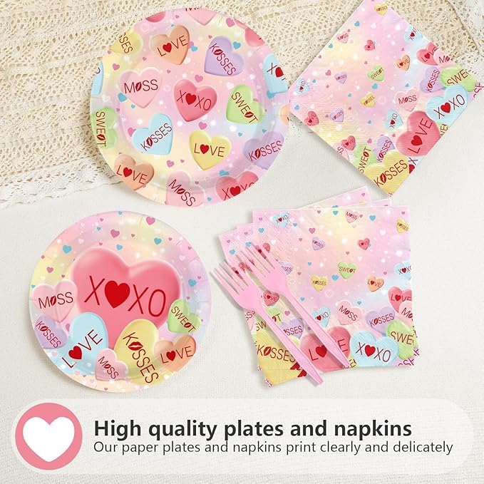 200Pcs Valentine's Day Decorations Happy Valentine Plates and