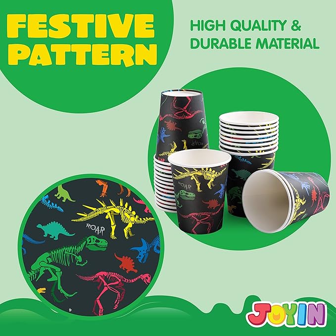 145 Piece Dinosaur Birthday Party Supplies with Banner 24 Serves