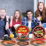 96PCS Movie Theme Birthday Party Paper Plates and Napkins Happy
