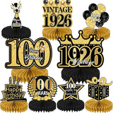 100th Birthday Party Decorations, 9PCS Black Gold 100th Vintage