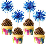 Gyufise 30Pcs Foil Firework Cupcake Toppers Happy Birthday Cake #3