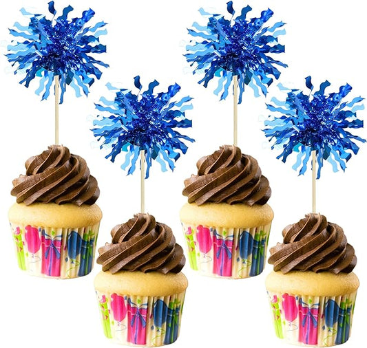 Gyufise 30Pcs Foil Firework Cupcake Toppers Happy Birthday Cake #3