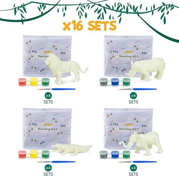 Safari Party Favors for Kids Painting Kit Pack 16 Jungle Goodie Bags