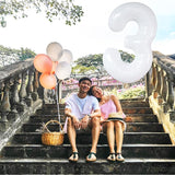 Large, Number 3 Balloon White - 40 Inch | Foil 3 Balloon Number for