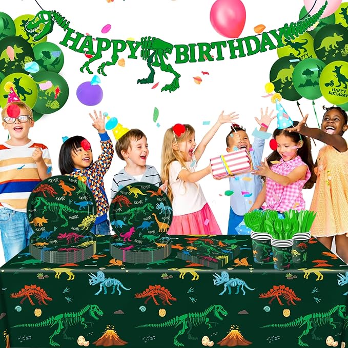 166 PCS Dinosaur Birthday Decorations Dinosaur Party Supplies