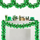 50FT St Patrick's Day Tinsel Garland, Green Shamrock Tinsel Garland