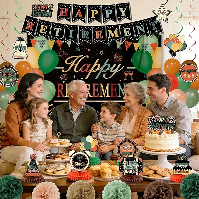 Retirement Party Decorations for Men Women Vintage Happy Retirement