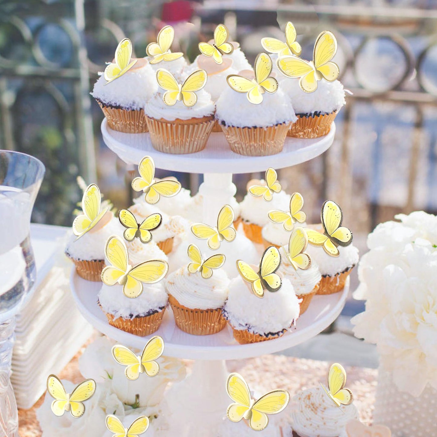 Ercadio 30 Pack 3D Butterfly Cake Toppers - Mix Sizes, Waterproof
