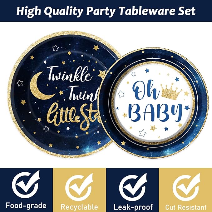 96 Pcs Twinkle Twinkle Little Star Party Gender Reveal Supplies for