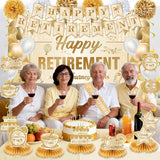 20pcs Retirement Party Decorations for Women Men Gold Happy