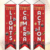 Tegeme Movie Night Porch Sign Banner Movie Theme Party Decorations
