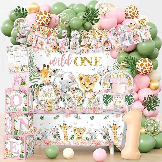 Cocomigo 184pcs Wild One Birthday Decorations Girl Wild One Party
