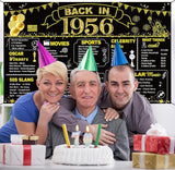 DARUNAXY 70th Birthday Black Gold Party Decoration, Back in 1956
