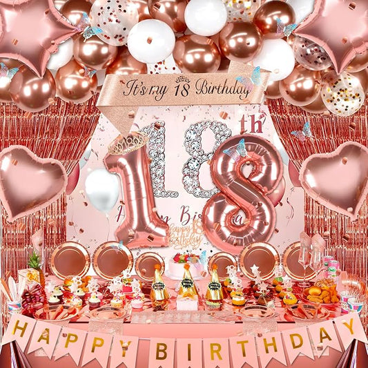 18th Birthday Decorations for Girls Rose Gold Party Decorations