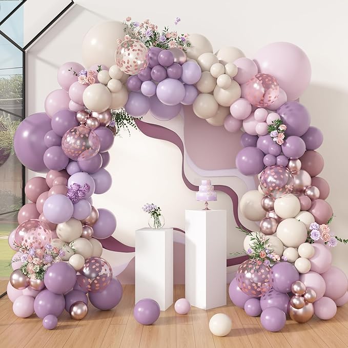 Amandir 173Pcs Dusty Purple Balloon Arch Garland Kit, Double-stuffed