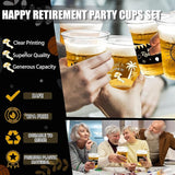 Retirement Party Decoration Cups 50pcs 16 Oz Plastic Clear Drinking