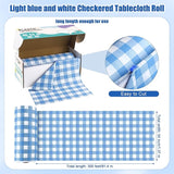 Kochorie 54 Inch x 300 Ft Light Blue Checkered Plastic Table Cloth