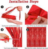 2 Pack Red Tinsel Backdrop, 3.28 FT x 7.05 FT Fringe Curtains, Red
