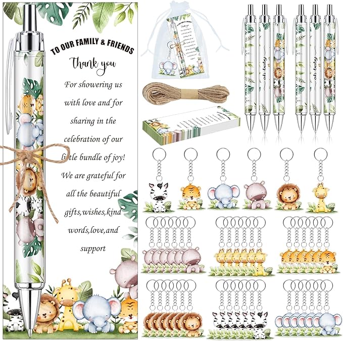 289 Pieces Baby Shower Gifts for Guest Safari Ballpoint Pens and