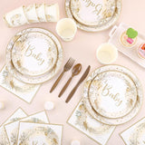 175 Pcs Boho Baby Shower Decorations, 25 Guest Baby Shower Plates and