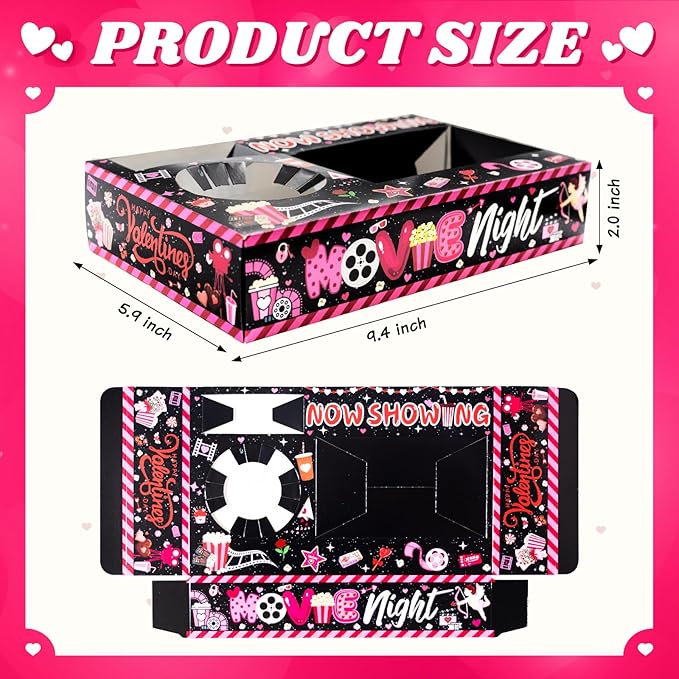 48 Pcs Valentine's Day Party Supplies Movie Night Paper Snack Trays