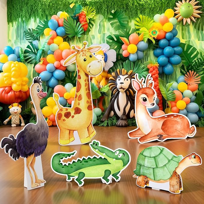 5 Pcs Large Jungle Safari Animal Cardboard Cutouts 16.5 to 26.4 inch