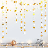 46 Feet White and Gold Circle Dots Garland Hanging Paper Polka Dots