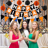 Fecedy Black Orange Happy Birthday Banner Paper Triangle Flag Bunting