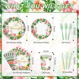 120 Pcs Flamingo Birthday Party Supplies Tropical Luau Hawaiian