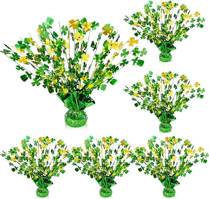 6 Pcs St Patrick's Day Party Centerpiece Shamrock Foil Spray Table
