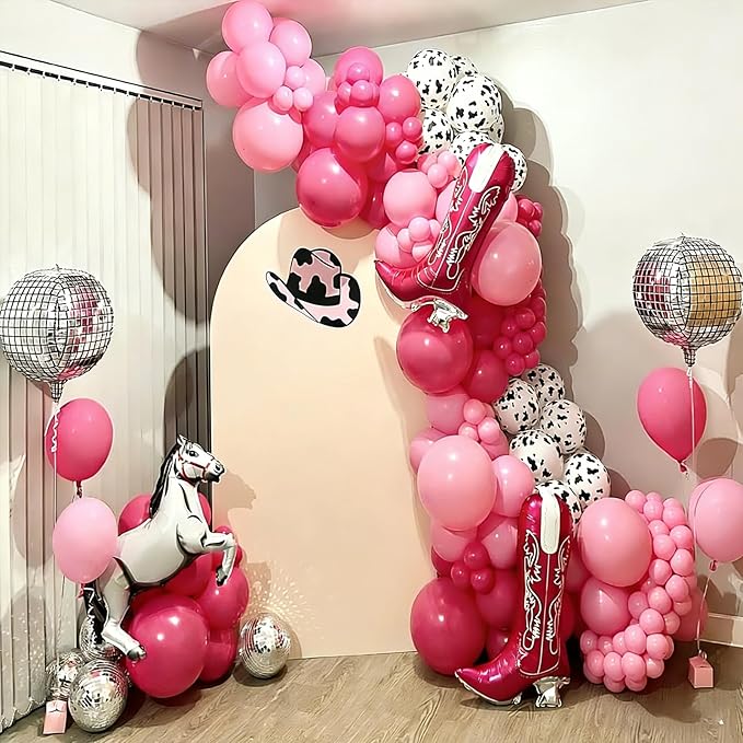 YMSZ Pink and Cow Print Balloons, 67pcs 12 Inch Cowgirl Balloons,