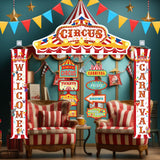 ShinyRelief 15 Pcs Circus Decorations Carnival Striped Awning Porch