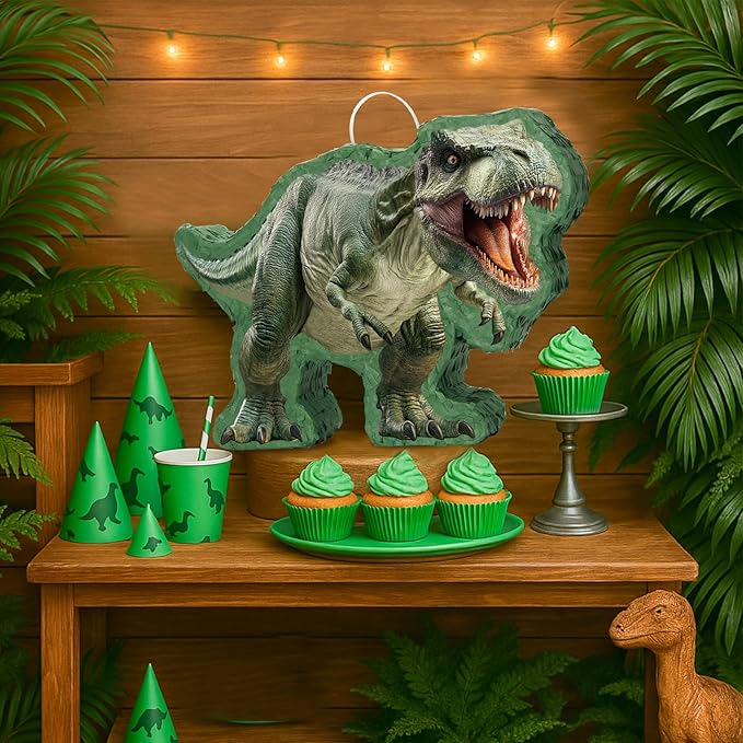 Dinosaur Piñata Jungle Dinosaur Piñata Bundle with Blindfold and Bat